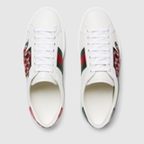 Ace Watersnake-Trimmed Appliquéd Leather Sneakers