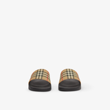 Burberry Furley Check Slides In Neutral