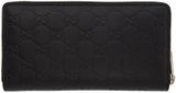 Black GG Print Signature Zip Wallet
