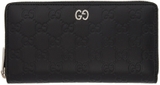 Black GG Print Signature Zip Wallet