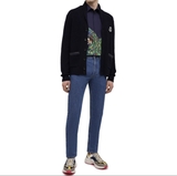 Dolce & Gabbana Men's Blue Peacock-Print Cotton Gold-Fit Shirt