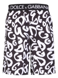 DOLCE & GABBANA Graffiti Logo Swim Trunks In Monochrome