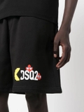 Dsquared2 x Pac-Man logo-print track shorts