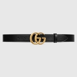 GG MARMONT LEATHER BELT WITH SHINY BUCKLE - 3cm