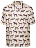 Gucci horse-pGucci horse-print silk shirtrint silk shirt