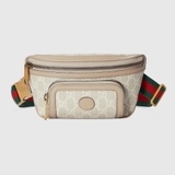 Belt bag with Interlocking G in beige and white GG Supreme