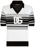 Dolce & Gabbana stripe-print silk polo shirt