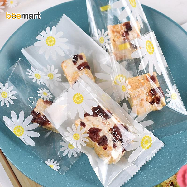 Túi đựng bánh cookies hoa cúc 7*10cm (20c)