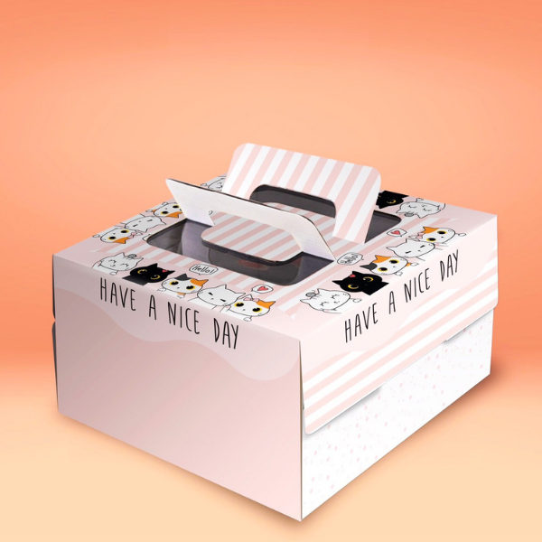 Hộp gato quai xách kèm đế mèo may mắn size 30cm