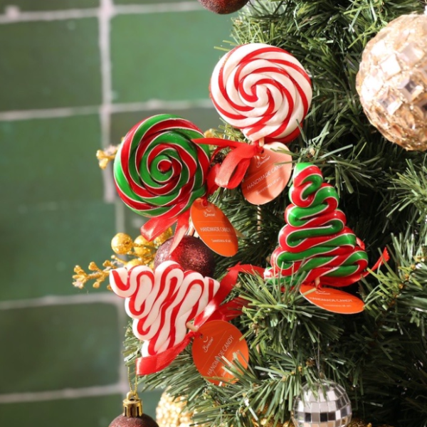 Kẹo cây thông đường Giáng sinh màu đỏ 6cm