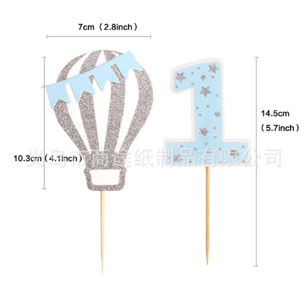 Set que cắm giấy khinh khí cầu số 1 nhũ hồng