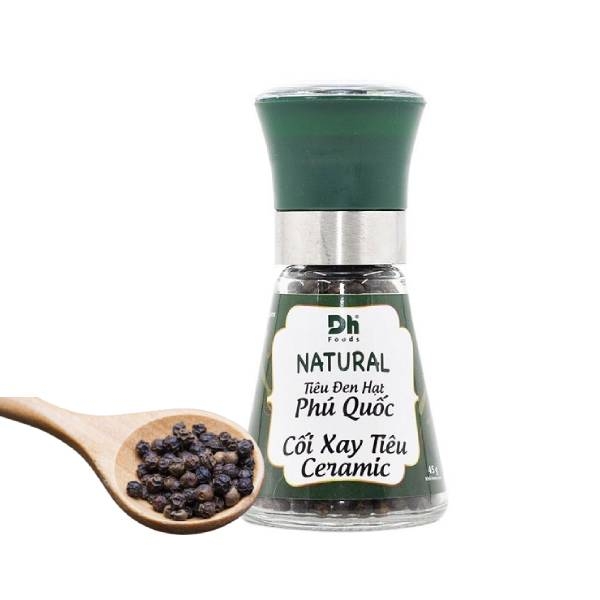 Tiêu đen hạt Phú Quốc Natural DH Foods 45gr (nắp cối xay Ceramic)