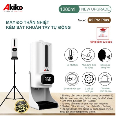 Máy đo thân nhiệt và sát khuẩn tay tự động Akiko K9 pro plus