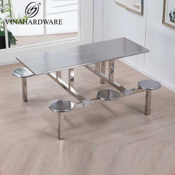 Bộ Bàn Liền Ghế Căng Tin Trường Học, Nhà Ăn Inox Không Gỉ Vinahardware