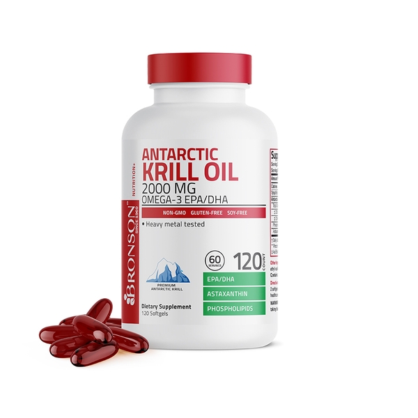 Dầu nhuyễn thể Bronson Antarctic Krill Oil Omega-3 EPA/DHA, 2000 mg