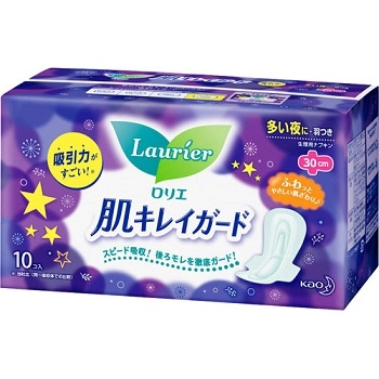 Băng vệ sinh ban đêm KAO Laurier có cánh 10 miếng 30 cm.