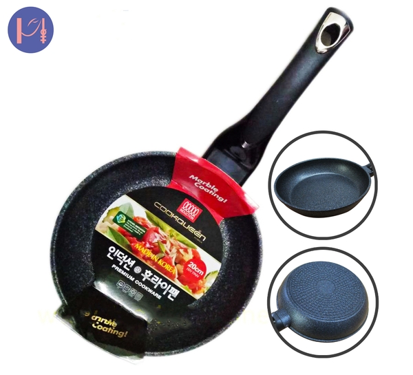 Chảo đá Nano nông lòng chống dính đáy từ Cookqueen Hàn Quốc 20 - 24 - 26- 28 - 30cm