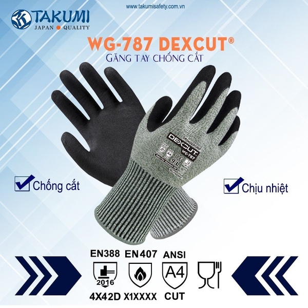 Găng Tay Chống Cắt Wonder Grip WG-787 phủ nitrile