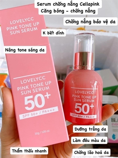 Serum chống nắng SPF50 dưỡng trắng LOVELYCC Pink Tone Up - 30g