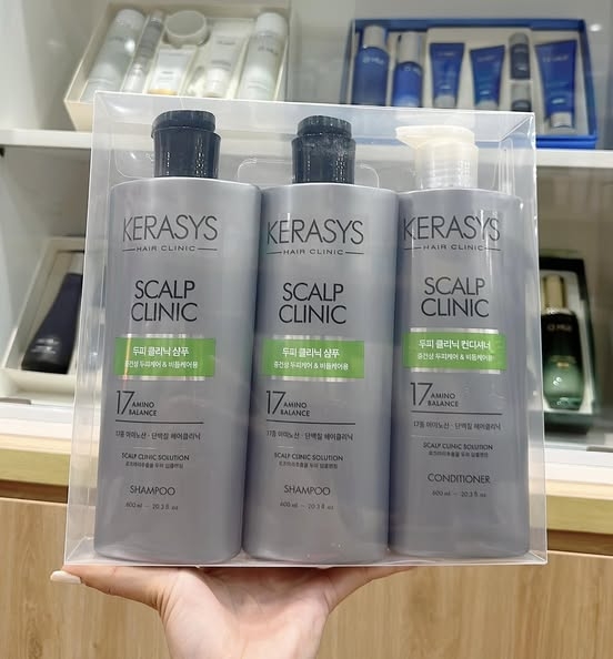 Bộ Dầu Gội Xả Kerasys Scalp Clinic Xám 600ml* (2 gội + 1 xả)