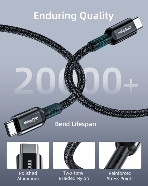 CÁP INNOSTYLE POWERFLEX USB-C TO C 2M 100W/10GBPS 4K/60HZ ICC200AL