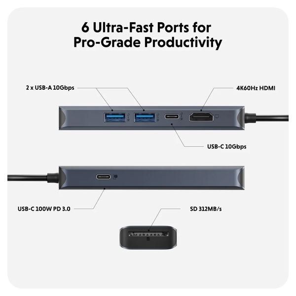 Cổng Chuyển HyperDrive Next 6-IN-1 Port USB-C - HD4002GL