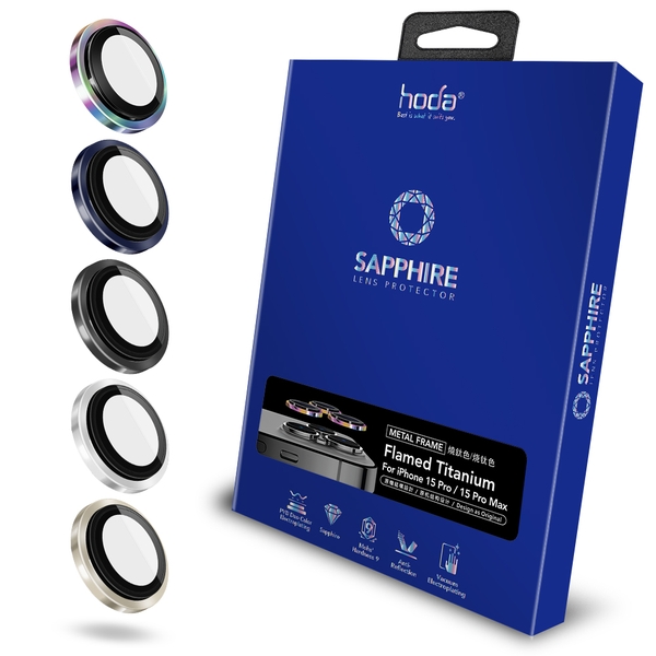 Miếng dán bảo vệ camera HODA Sapphire cho iPhone 15 Pro và 15 Pro Max