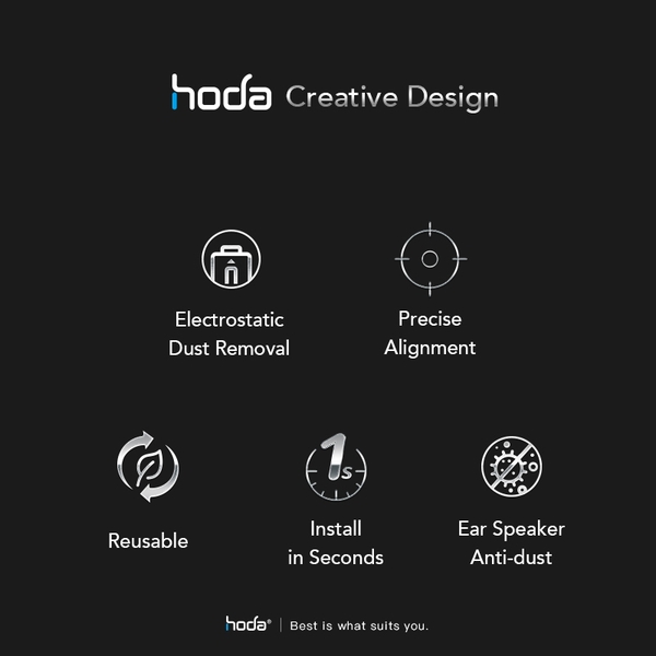 Miếng dán cường lực kèm khung trợ dán HODA chống nhìn trộm cho iPhone 15 series