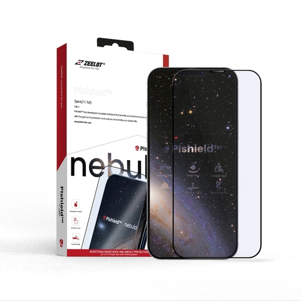 Miếng dán cường lực NEBULA PISHIELD ZEELOT cho iPhone 13 PRO MAX CHỐNG TIA XANH (Có Lưới Loa)