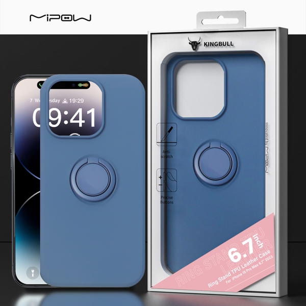 Ốp Lưng Mipow iPhone 15 PRO MAX Ring Stand TPU Leather MC15B04
