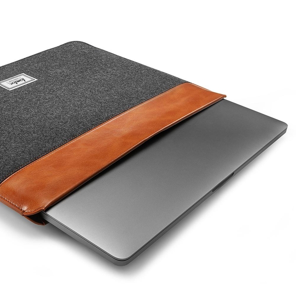 TÚI CHỐNG SỐC TOMTOC (USA) FELT & PU LEATHER FOR MACBOOK 16″ GRAY – H16-E01Y