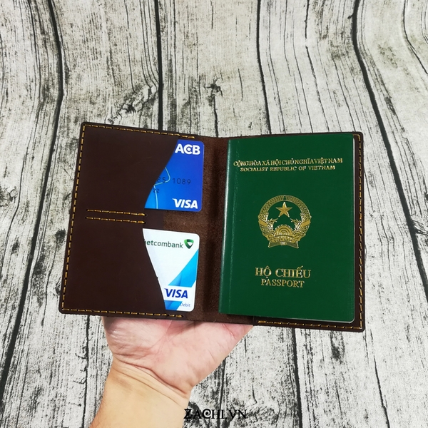 Ví đựng passport da bò handmade - PP426