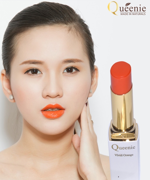 Son dưỡng môi mầu cam sống động mỹ phẩm Queenie