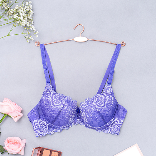 【 Rose 】Samuel Áo ngực T-shirt Đài Loan Mút Cao su Lót Vải Tactel siêu mềm viền ren cao cấp nguyên ngực ( Màu Tím Cà)