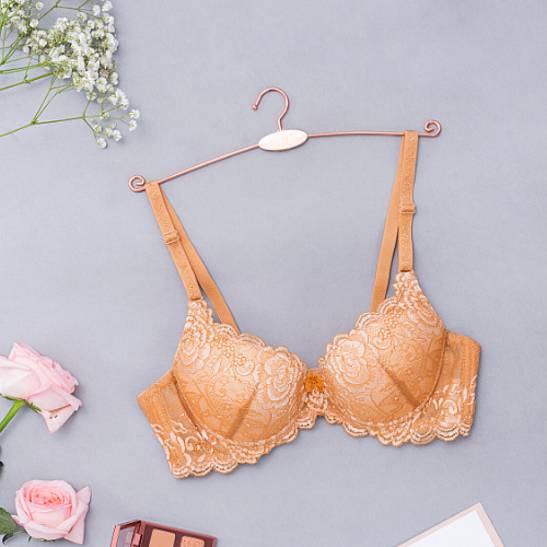 【 Rose 】Samuel Áo ngực T-shirt Đài Loan Mút Cao su Lót Vải Tactel siêu mềm viền ren cao cấp nguyên ngực ( Màu Da Đậm)