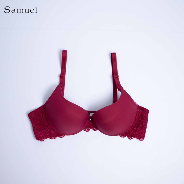 【 Eva 】Samuel Áo ngực T-shirt Đài Loan Mút Cao su Lót Vải Tactel siêu mềm viền ren cao cấp nguyên ngực ( Màu Đỏ )