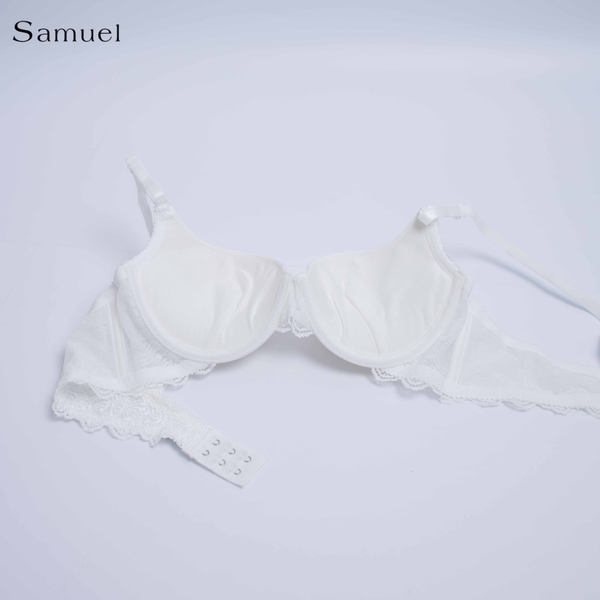 【 Eva 】Samuel Áo ngực T-shirt Đài Loan Mút Cao su Lót Vải Tactel siêu mềm viền ren cao cấp nguyên ngực ( Màu Gạo)