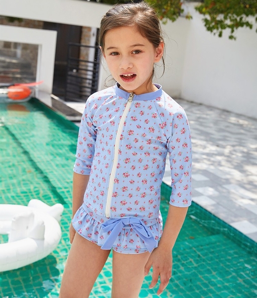 Đồ bơi bé gái kiểu váy họa tiết hoa TB1048