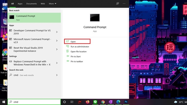 Mở Command Prompt
