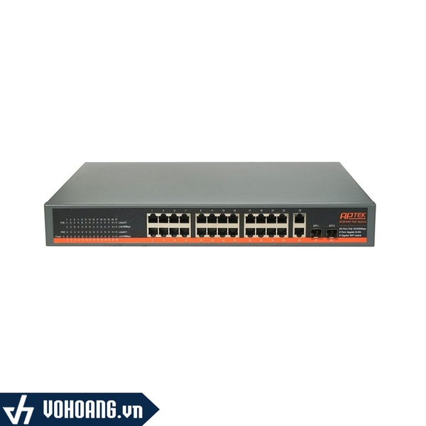 APTEK SF1244P | Switch 24 Cổng PoE 100Mbps Chuyên Dụng Camera + 4 UpLink