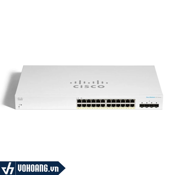 Cisco CBS220-24FP-4G | Switch Thông Minh PoE 24 Cổng Gigabit - Tích Hợp 4 Cổng Gigabit SFP