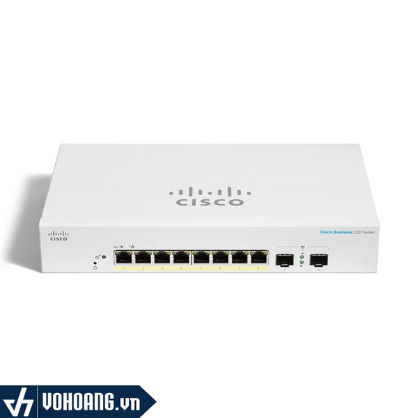 Cisco CBS220-8T-E-2G | Switch Chia Mạng 8 Cổng Gigabit - Hỗ Trợ 2 Cổng SFP