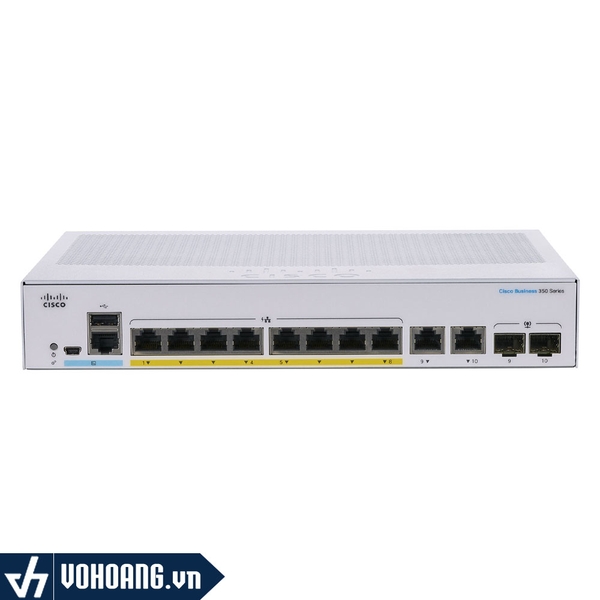 Cisco CBS350-8P-E-2G-EU | Switch Quản Lý PoE 8 Cổng Gigabit - Tích Hợp 2 Cổng Gigabit RJ45/SFP