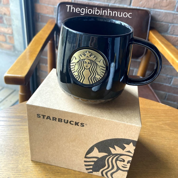 Ly Sứ Starbuck Logo Kim Loại Cao Cấp