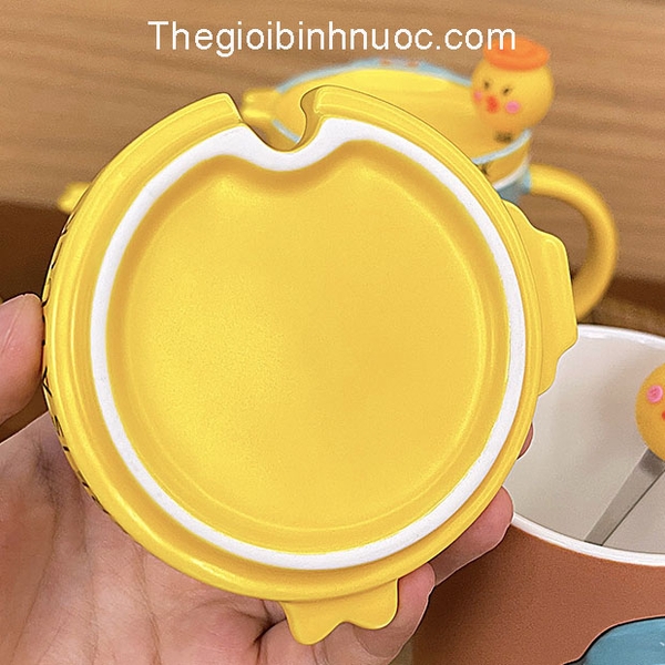 Ly Sứ Văn Phòng Hình Vịt Dễ Thương Kèm Nắp 400ML