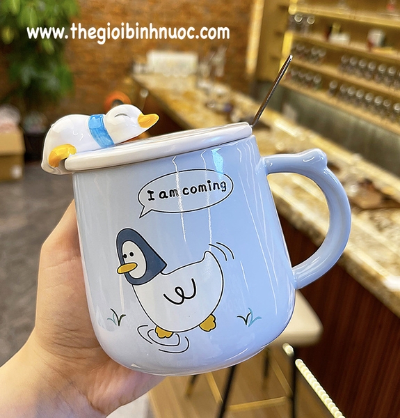 Ly Sứ Văn Phòng Kèm Nắp Dễ Thương