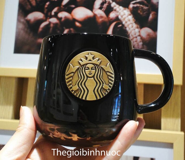 Ly Sứ Starbuck Logo Kim Loại Cao Cấp