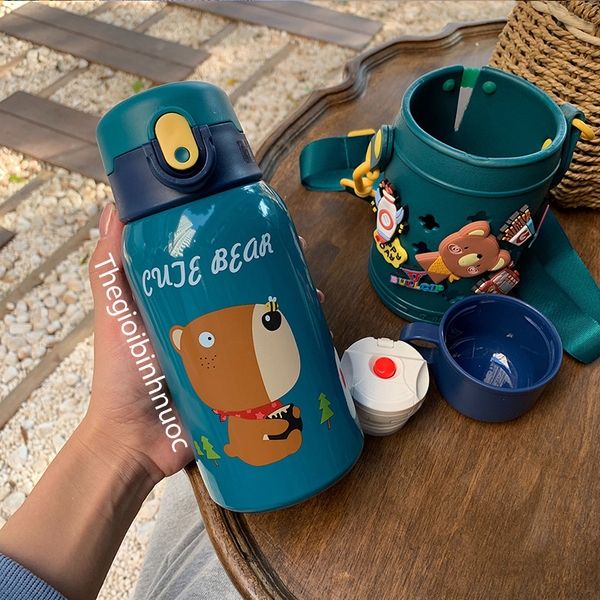 Bình Giữ Nhiệt Cho Bé Kèm Túi Sticker Jibbitz 550ml B452