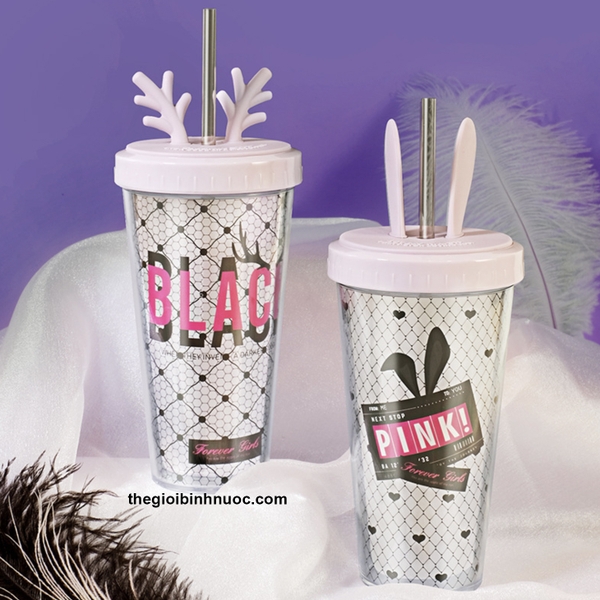 Ly Nhựa Cold Cup Thỏ Pink 420ML