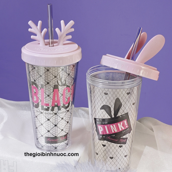 Ly Nhựa Cold Cup Thỏ Pink 420ML